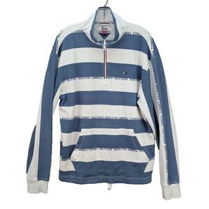 Tommy Hilfiger Men's Pullover Sweatshirt Long Sleeve Flag Logo Striped Size S/P